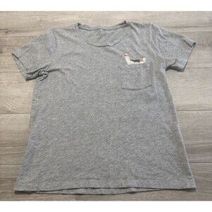J. CREW Gray Collector Tees Llama Peeking Pocket Glasses Skateboard Gold Pink S